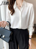 imCharms 7-Color Satin Shirt Women's 2023 Autumn Solid Color professional Shirt Loose Ladies Elegant Temperament Top Trend