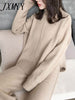 imCharms Age-Reducing And Slimming Knitted Suit 2023 Women's Split Sweater Wide-Leg Pants Autumn And Winter Two-Piece S