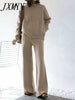 imCharms Age-Reducing And Slimming Knitted Suit 2023 Women's Split Sweater Wide-Leg Pants Autumn And Winter Two-Piece S