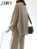 imCharms Age-Reducing And Slimming Knitted Suit 2023 Women's Split Sweater Wide-Leg Pants Autumn And Winter Two-Piece S