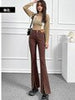 imCharms All-Match High Waist Elastic Slim Black Jeans Women's 2023 Spring And Autumn White Slit Flared Pants