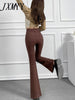 imCharms All-Match High Waist Elastic Slim Black Jeans Women's 2023 Spring And Autumn White Slit Flared Pants