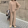 imCharms Autumn And Winter Casual Loose Lazy Style Long-Sleeved Sweater Sweater + Wool Wide-Leg Pants Suit Women
