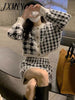 imCharms Autumn And Winter Elegant Temperament Retro Houndstooth Suit Knitted top Skirt Two-Piece Women's Clothing