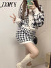 imCharms Autumn And Winter Elegant Temperament Retro Houndstooth Suit Knitted top Skirt Two-Piece Women's Clothing