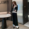 imCharms Autumn And Winter And Elegance French V-Neck Knitted Long-Sleeved Top And Wide-Leg Pants Sweater Set