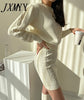 imCharms Autumn And Winter And Elegant Temperament Kknitted Sweater Suit Bag Hip Skirt Twist Sweater Two-Piece Set