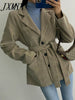 imCharms Autumn And Winter Chic Retro Lapel Three-Button Corduroy Pit Strip Long Sleeve Suit Jacket With Belt For Women