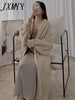imCharms Autumn And Winter Cored Yarn Knitted Bathrobe Long Cardigan Women's Lazy Style Gentle Elegant Coat