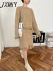 imCharms Autumn And Winter Elegant Temperament Knitted Fringed Sweater + Slim Skirt Two-Piece Women's Clothing