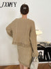 imCharms Autumn And Winter Elegant Temperament Knitted Fringed Sweater + Slim Skirt Two-Piece Women's Clothing