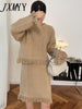 imCharms Autumn And Winter Elegant Temperament Knitted Fringed Sweater + Slim Skirt Two-Piece Women's Clothing
