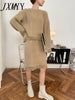 imCharms Autumn And Winter Elegant Temperament Knitted Fringed Sweater + Slim Skirt Two-Piece Women's Clothing