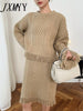 imCharms Autumn And Winter Elegant Temperament Knitted Fringed Sweater + Slim Skirt Two-Piece Women's Clothing