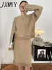 imCharms Autumn And Winter Elegant Temperament Knitted Fringed Sweater + Slim Skirt Two-Piece Women's Clothing