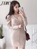 imCharms Autumn And Winter Elegant Temperament V-Neck Little Black Dress Slim Bottoming Short Skirt Knitted Dress
