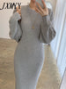 imCharms Autumn And Winter Elegant Temperament Vest Knitted Dress + Short Shawl Jacket Two-Piece Women's Clothing