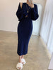imCharms Autumn And Winter Elegant Temperament Vest Knitted Dress + Short Shawl Jacket Two-Piece Women's Clothing