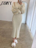 imCharms Autumn And Winter Elegant Temperament Vest Knitted Dress + Short Shawl Jacket Two-Piece Women's Clothing