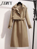 imCharms Autumn And Winter Product Tooling Trench Coat Mid-Length Coat Suit Collar Top Khaki Temperament Coat Women