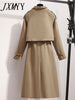 imCharms Autumn And Winter Product Tooling Trench Coat Mid-Length Coat Suit Collar Top Khaki Temperament Coat Women
