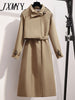 imCharms Autumn And Winter Product Tooling Trench Coat Mid-Length Coat Suit Collar Top Khaki Temperament Coat Women