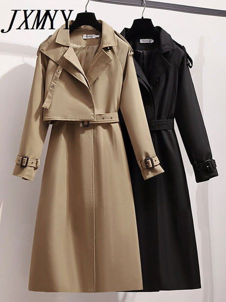 imCharms Autumn And Winter Product Tooling Trench Coat Mid-Length Coat Suit Collar Top Khaki Temperament Coat Women