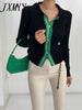 imCharms Autumn And Winter Sweater Design Contrast Color Lapels Slim fit And Slim V-Neck Cardigan Sweater Small Coat