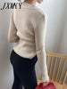 imCharms Autumn And Winter Sweater Design Contrast Color Lapels Slim fit And Slim V-Neck Cardigan Sweater Small Coat