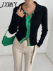 imCharms Autumn And Winter Sweater Design Contrast Color Lapels Slim fit And Slim V-Neck Cardigan Sweater Small Coat