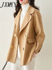 imCharms Autumn And Winter Double-Breasted Elegant Temperament All-Match Casual Loose And Thin Woolen Coat Women