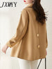 imCharms Autumn And Winter Double-Breasted Elegant Temperament All-Match Casual Loose And Thin Woolen Coat Women