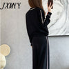 imCharms Autumn And Winter Style 2023 Love Knitted Cardigan Jacket Casual Simple Women's Wide-Leg Pants Suit