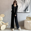 imCharms Autumn And Winter Style 2023 Love Knitted Cardigan Jacket Casual Simple Women's Wide-Leg Pants Suit