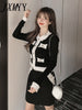 imCharms Autumn And Winter Suits Women's Temperament Color Matching Long-Sleeved Tops Slim Knitted Skirt Two-Piece Set