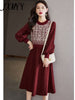 imCharms Autumn Dress Women's Autumn 2023 Elegant Retro Eelegant Fashionable Long Sleeve Knitted Dress