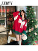 imCharms Autumn Christmas Sweater Women Sweet Cool Cute Big Bow Polo Collar Red Sweater Joker Casual Loose Top