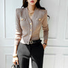 imCharms Autumn All-Match V-Neck Slim Right-Angle Shoulder Long-Sleeved Knitted Cardigan Temperament Women's Clothing