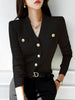 imCharms Autumn All-Match V-Neck Slim Right-Angle Shoulder Long-Sleeved Knitted Cardigan Temperament Women's Clothing