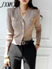 imCharms Autumn All-Match V-Neck Slim Right-Angle Shoulder Long-Sleeved Knitted Cardigan Temperament Women's Clothing