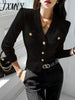 imCharms Autumn All-Match V-Neck Slim Right-Angle Shoulder Long-Sleeved Knitted Cardigan Temperament Women's Clothing