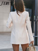 imCharms Autumn Temperament Black and White Blazer Women Long-sleeved Slim Suit Single Breasted White Blazer Women Jackets
