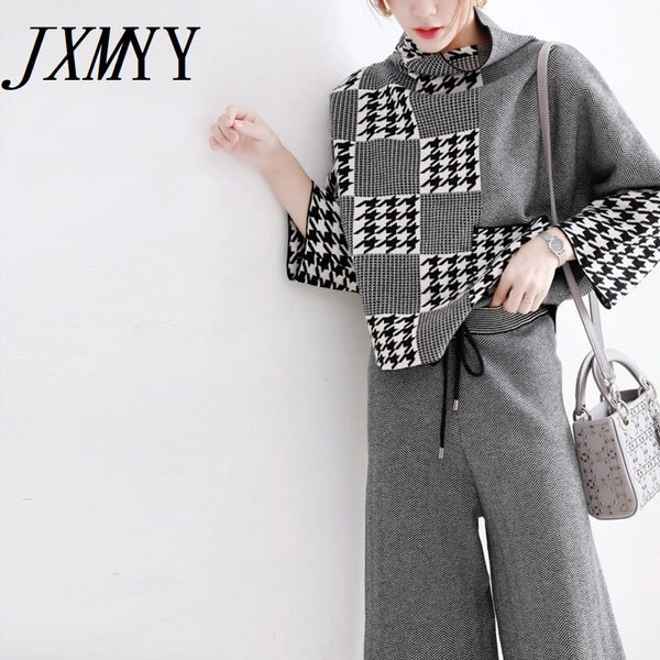 imCharms Autumn Women's 2023 Suit Net Red Wide-Leg Pants Evening Wind Sweater Loose Two-Piece Women's Clothing