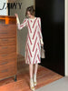 imCharms Autumn and Winter Chicken Dress With Coat Striped Knitted Dress Mid-Length Sweater Dress