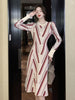 imCharms Autumn and Winter Chicken Dress With Coat Striped Knitted Dress Mid-Length Sweater Dress