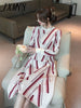 imCharms Autumn and Winter Chicken Dress With Coat Striped Knitted Dress Mid-Length Sweater Dress