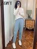 imCharms Autumn and Winter Loose Straight Wide Leg Pants Lnternet Celebrity Casual White Knitted Pants Women's Clothing