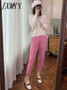 imCharms Autumn and Winter Loose Straight Wide Leg Pants Lnternet Celebrity Casual White Knitted Pants Women's Clothing