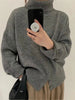 imCharms Autumn and Winter Turtleneck Sweater Pullover Button Design Loose Lazy Soft Waxy Sweater Women's Top