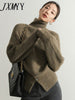 imCharms Autumn and Winter Turtleneck Sweater Pullover Button Design Loose Lazy Soft Waxy Sweater Women's Top